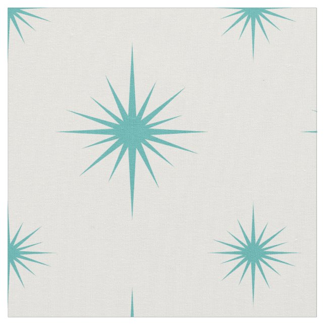 Tissu Turquoise Starburst atomique Motif du milieu du si (Fermer)