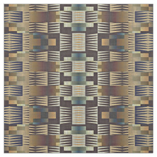 Tissu Turquoise Tan Taupe Brown Mosaïque Tribale autocht