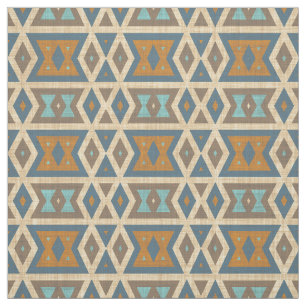 Tissu Turquoise Turquoise Bleu Orange Aztèque Motif mosa