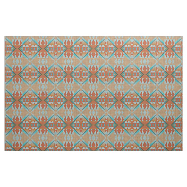 Tissu Turquoise Turquoise Bleu Vert Orange (Fat Quarter)