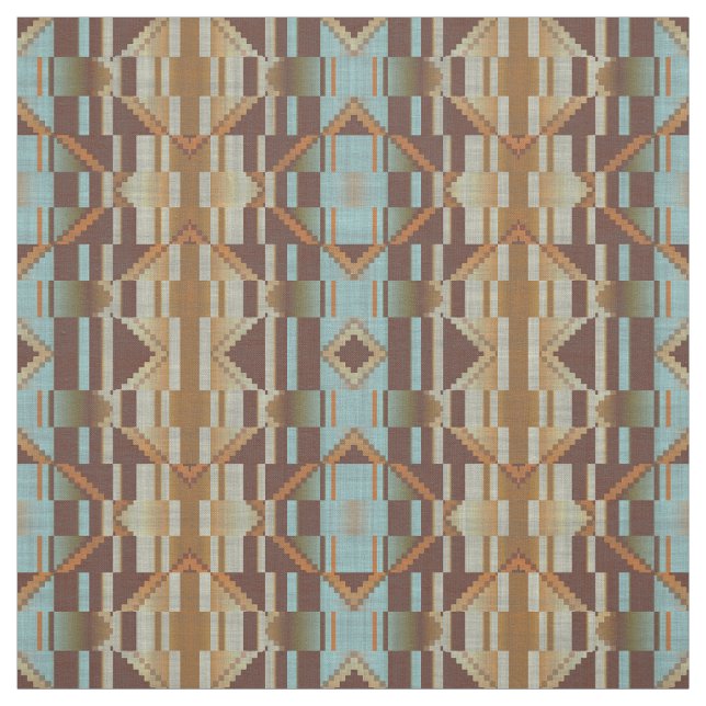 Tissu Turquoise Turquoise Bleu Vert Orange Brown (Échantillon)