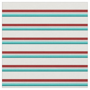 Tissu Turquoise, Turquoise, Gris clair, Rouge foncé & Cr