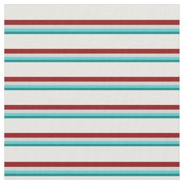 Tissu Turquoise, Turquoise, Gris clair, Rouge foncé & Cr (Fermer)