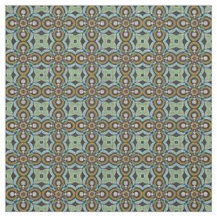 Tissu Turquoise Turquoise Ochre Retro Nouveau Déco Motif