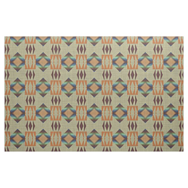 Tissu Turquoise Turquoise Orange Native Tribal Mosaic Mo (Fat Quarter)