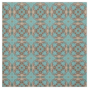 Tissu Turquoise Vert Brown Bali Batik Style Motif