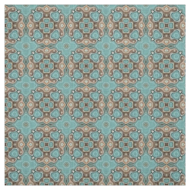 Tissu Turquoise Vert Brown Bali Batik Style Motif (Échantillon)
