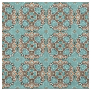 Tissu Turquoise Vert Brown Bali Batik Style Motif