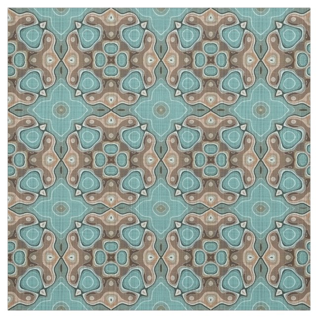 Tissu Turquoise Vert Brown Bali Batik Style Motif (Échantillon)