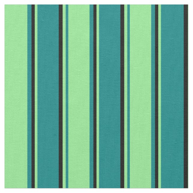 Tissu Turquoise, vert clair et rayures noires (Fermer)