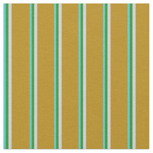 Tissu Turquoise, Vert Forêt, Gris & Or Sombre