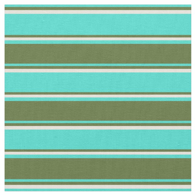 Tissu Turquoise, Vert olive foncé et Grandes Tons Beiges (Fermer)