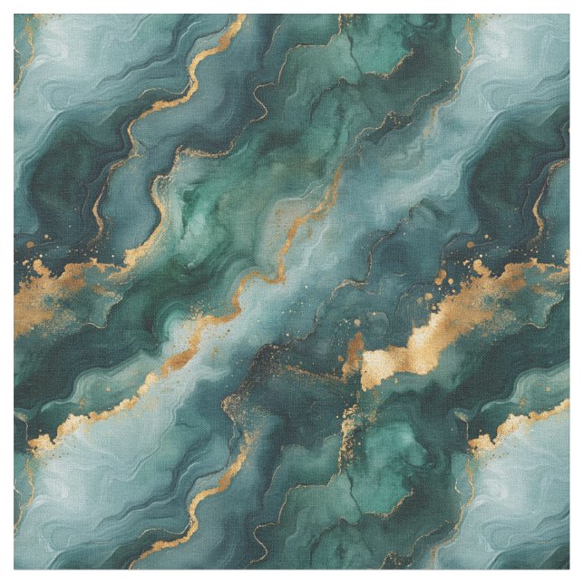Tissu Turquoise / Vert / Or Marbre (Fermer)