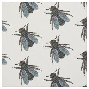 Tissu typographie ancienne abeille vintage et colorée