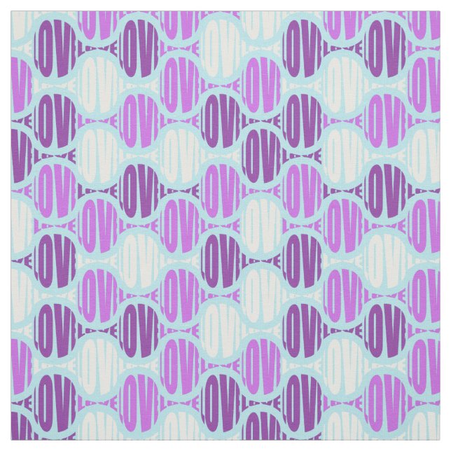 Tissu Typographie d'amour funky violet (Échantillon)