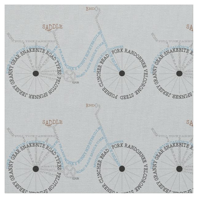Tissu typographique Vélo Vélo Vélo (Fermer)