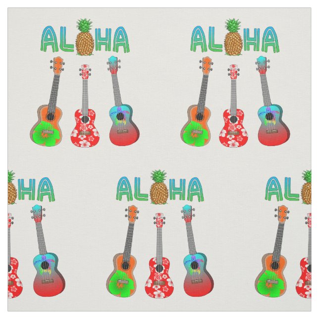 Tissu Ukulele Aloha Hawaii (Échantillon)