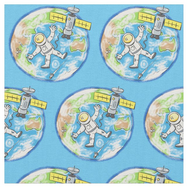 Tissu Un astronaute amusant dans l'espace et la bande de (Fermer)