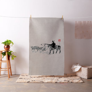 Tissu un _cheval japonais samouraï art équestre sumi