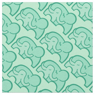 Tissu Un éléphant graphique embrasse le motif vert
