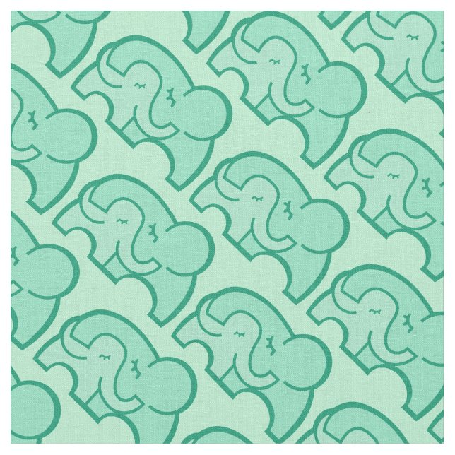 Tissu Un éléphant graphique embrasse le motif vert (Fermer)