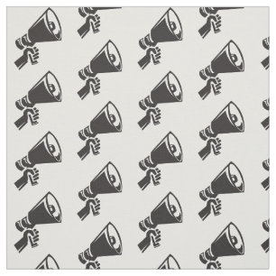 Tissu Un Motif blanc noir mégaphone contre la contestat