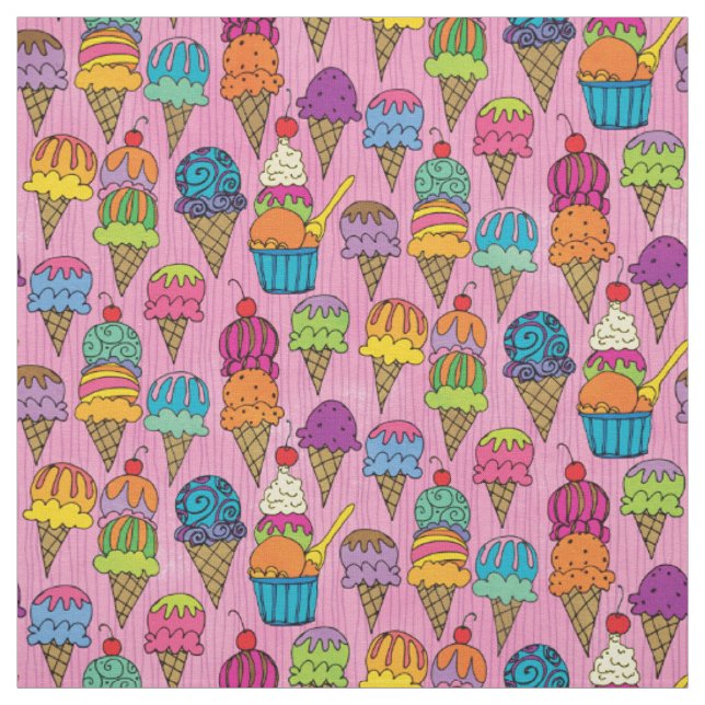 Tissu Un petit dessert à la crème glacée sur une Motif r (Échantillon)