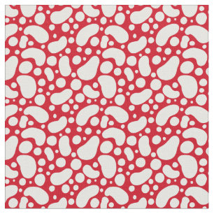 Tissu Un rouge amusant avec des taches blanches