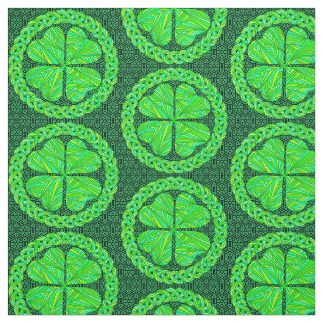 Tissu Un vert celtique chanceux de trèfle de feuille du (Échantillon)
