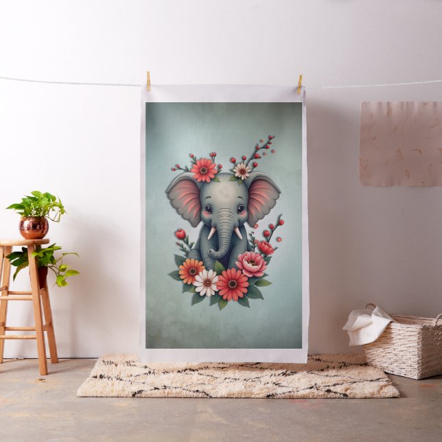 Tissu Une touche d'été : Le bébé éléphant (In Situ)