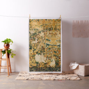 TISSU UNICORN, GRIFFIN BLANC, ANIMAUX, FLEURS D'IMAGINAI