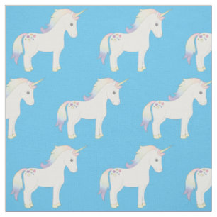 Tissu Unicorn Pastel Rainbow Blue