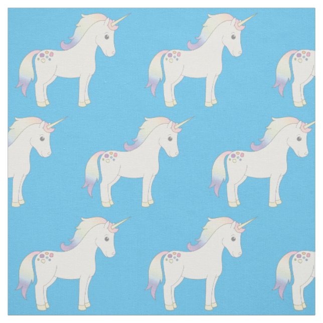 Tissu Unicorn Pastel Rainbow Blue (Échantillon)
