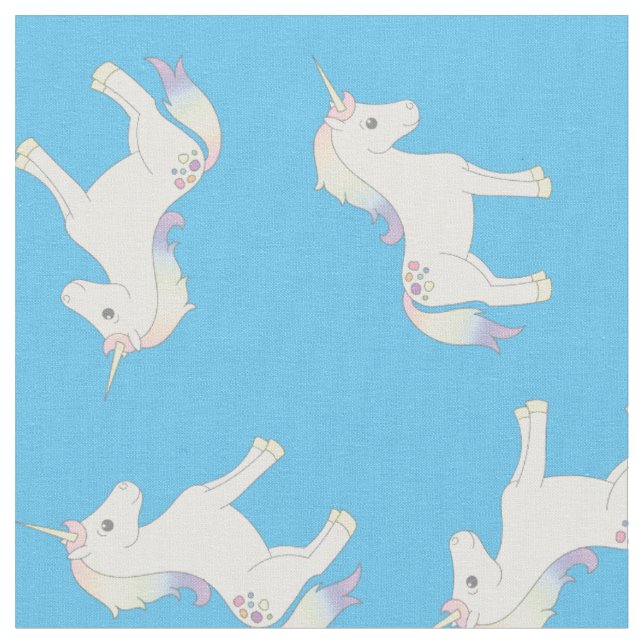 Tissu Unicorn Pastel Rainbow Blue (Fermer)
