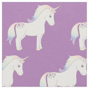 Tissu Unicorn Pastel Rainbow Purple