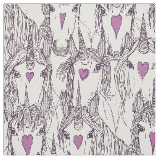 Tissu unicorne amour indigo perle pourpre