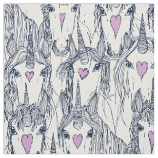 Tissu unicorne amour marine orchidée blanche