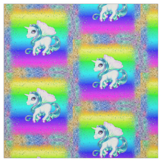 Tissu Unicorne arc-en-ciel et Parties scintillant