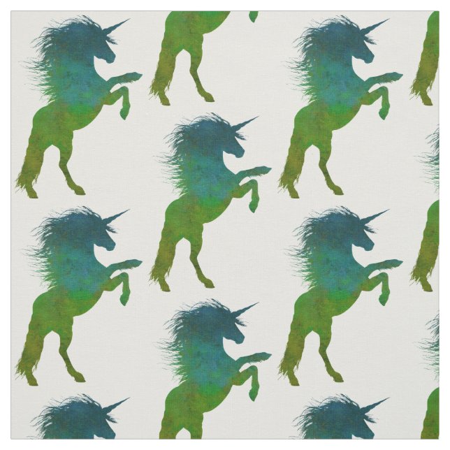 Tissu Unicorne bleue et verte (Échantillon)