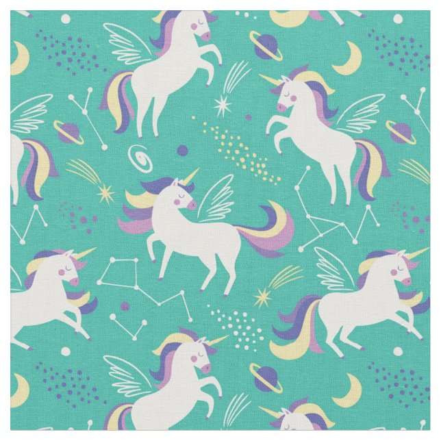 Tissu Unicorne colorée mignonne (Fermer)