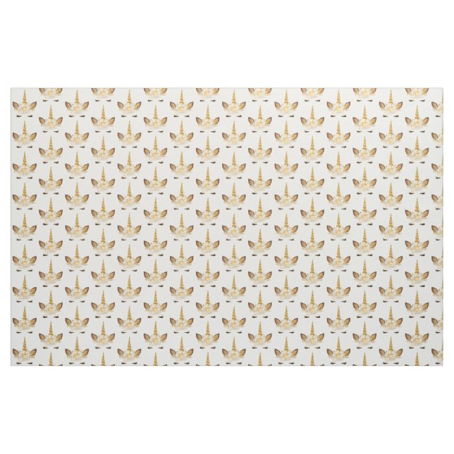 Tissu Unicorne florale d'or (Yard)
