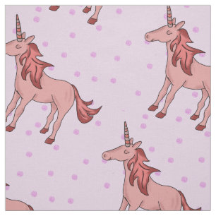 Tissu Unicorne rose et dormant
