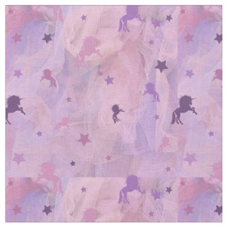 Tissu unicorne rose et violet design d'étoiles