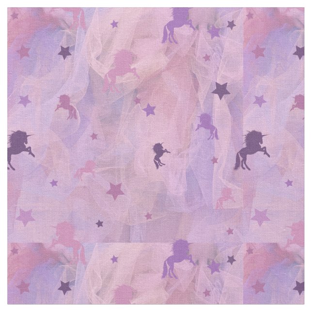 Tissu unicorne rose et violet design d'étoiles (Fermer)