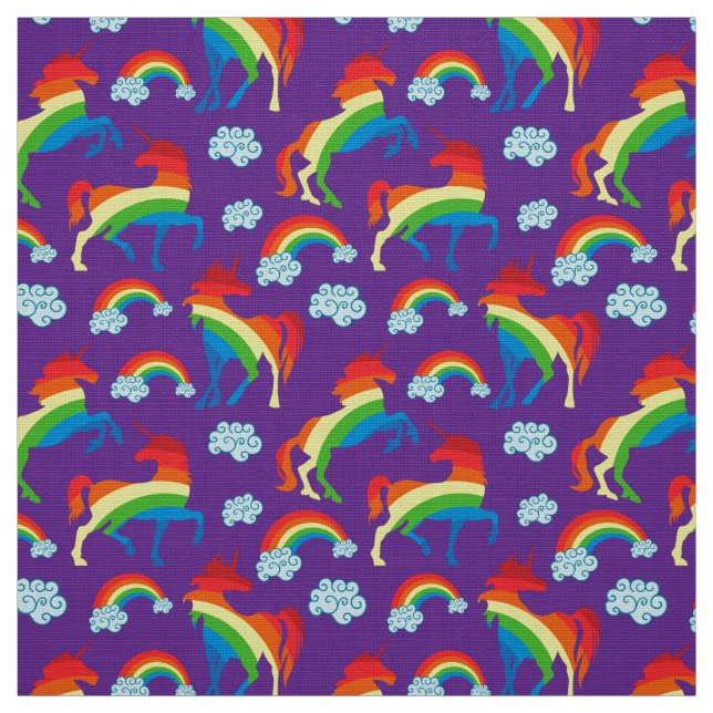Tissu Unicornes arc-en-ciel (Échantillon)