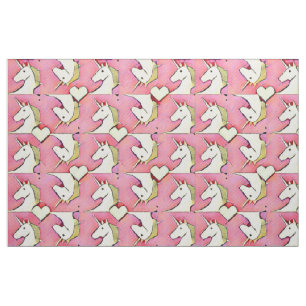 Tissu Unicornes et coeurs