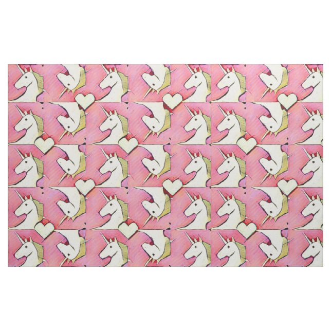 Tissu Unicornes et coeurs (Fat Quarter)