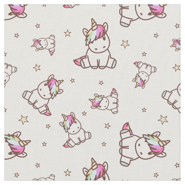 Tissu Unicornes et étoiles (Fermer)