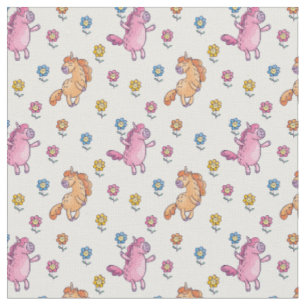 Tissu Unicornes lunaires et jolies fleurs Motif