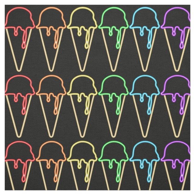 Tissu Unique Rainbow Neon Light Ice Cream Cones Motif (Échantillon)